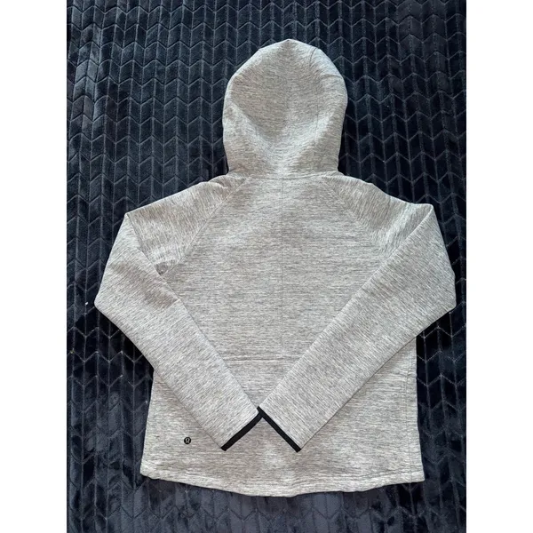 Lululemon Women's Stratum Hoodie Heathered Space Dyed Grey Full Zip Sz 6 - Image 6