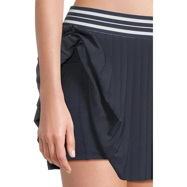 Beyond Yoga If You Pleats Tipped Elastic Mini Skirt Navy Striped Waist XL NEW - Image 3