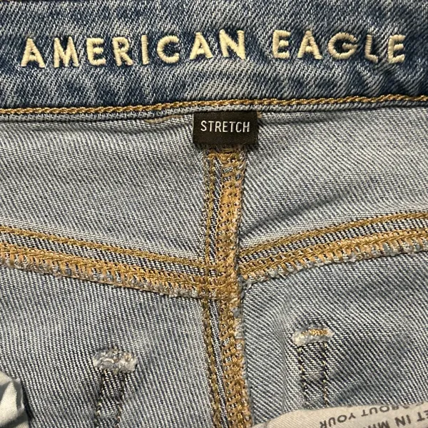 American Eagle Outfitters Women Blue Distressed High Rise Straight‎ Jeans Size 2 - Image 4