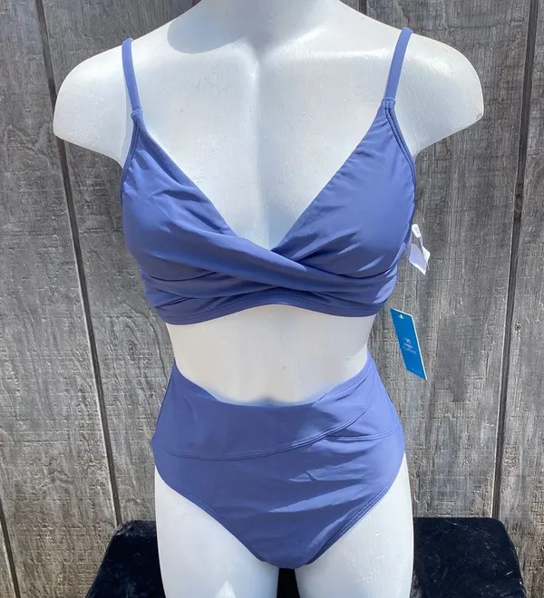 New Cupshe V-neck Twist Bra & Spliced High Waist Bikini Size Medium Beach Vacay - Image 4
