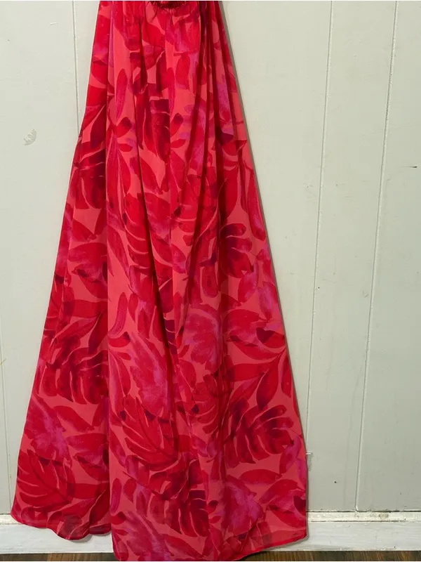 VICI Carlita Ruffle Cutout Maxi Dress Red Pink Tropical Size Medium M - Image 11