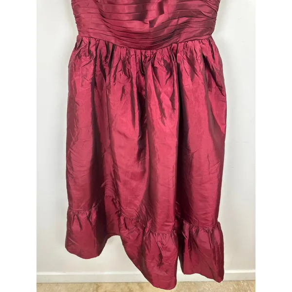 Lulus Poised Passion Wine Red Taffeta Pleated Ruffled Midi Dress Large NWT - Image 7