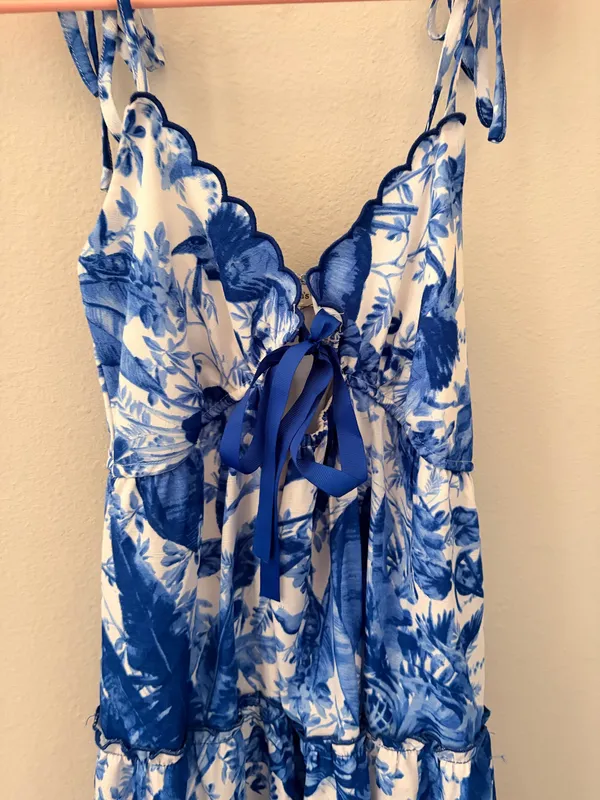 Francesca's Blue Floral Maxi Dress - Image 4