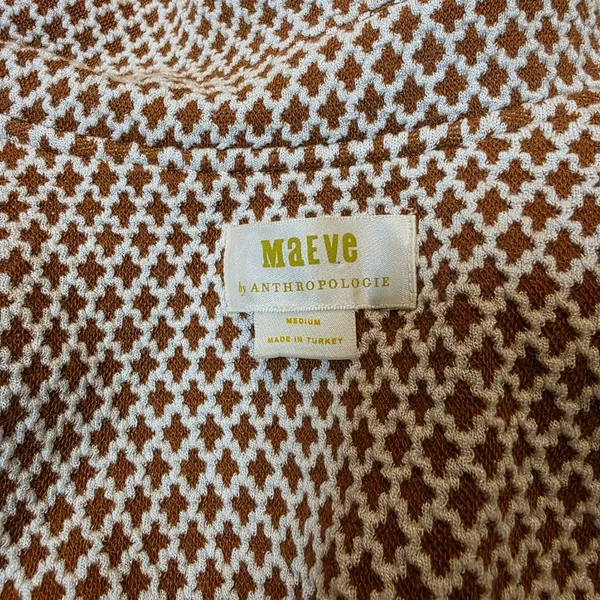 Maeve Anthropologie Brown & White Geometric Knit Cropped Blazer - Image 11