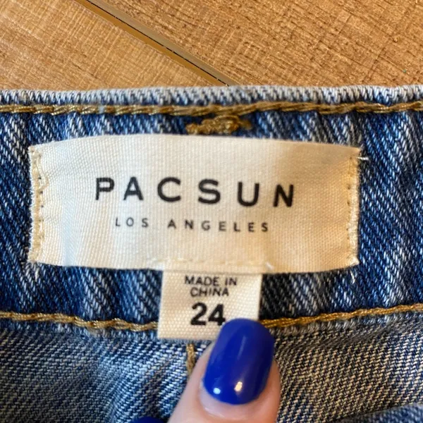 NWT PacSun size 24 or 0 denim distressed mini skirt blue country concert western - Image 2
