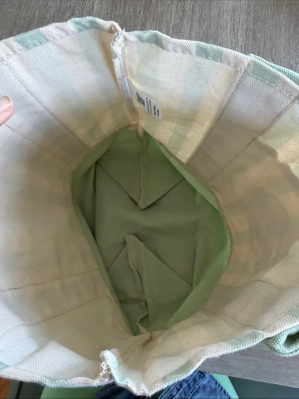 Trader Joe's Mint Green Striped Canvas Tote - Image 4