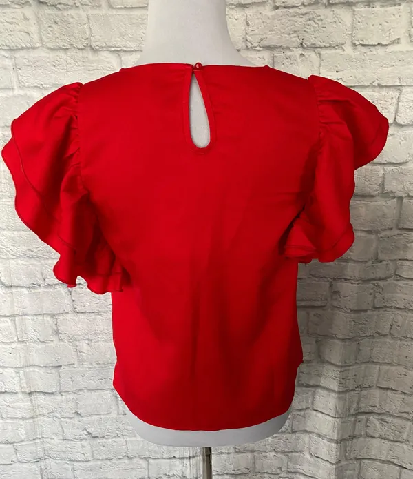 Women S red butterfly short sleeve boatneck blouse New without tags - Image 10