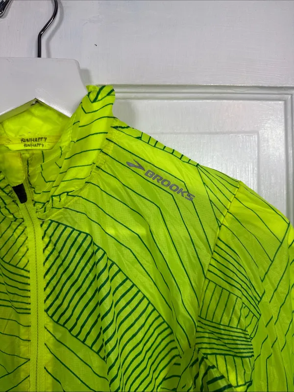 Brooks Women's Lightweight Running Jacket Windbreaker in Neon Yellow W2566 Sz XS - Image 3