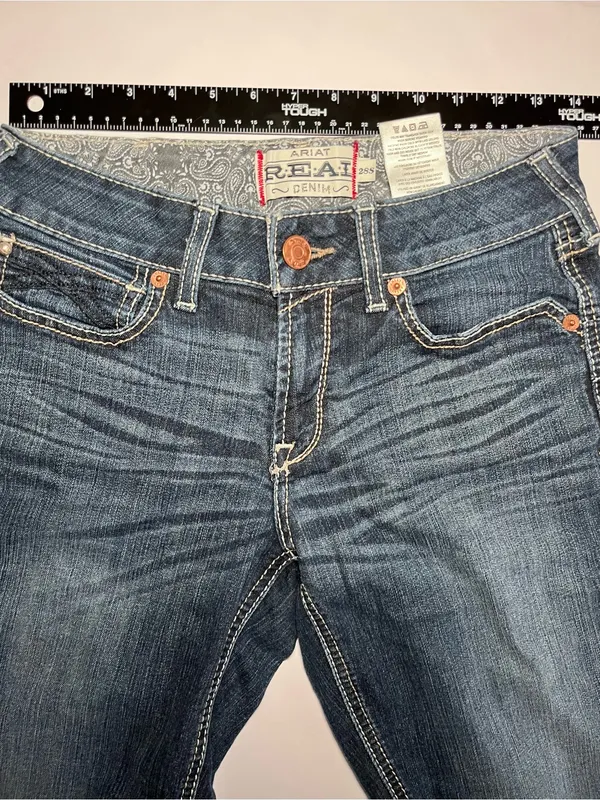 Ariat R.E.A.L. Mid Rise Straight Leg Jeans Blue 28S 28 Short 10023501 - Image 5