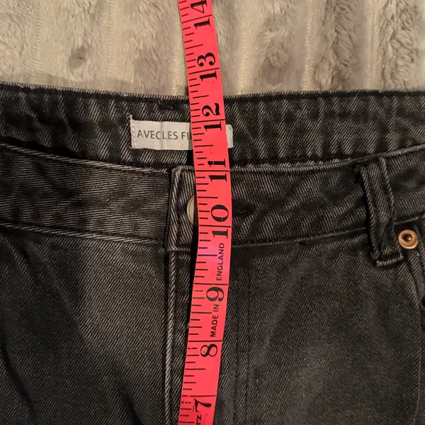 Avec Les Filles Distressed High Rise Straight‎ Leg Jeans Washed Black Size 31 - Image 5