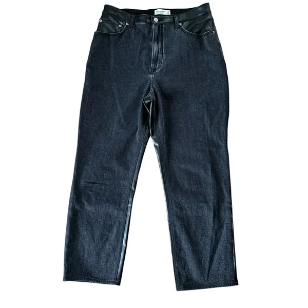 Abercrombie & Fitch Curve Love Ultra High Rise Straight Jean 32/14 Black - Image 4