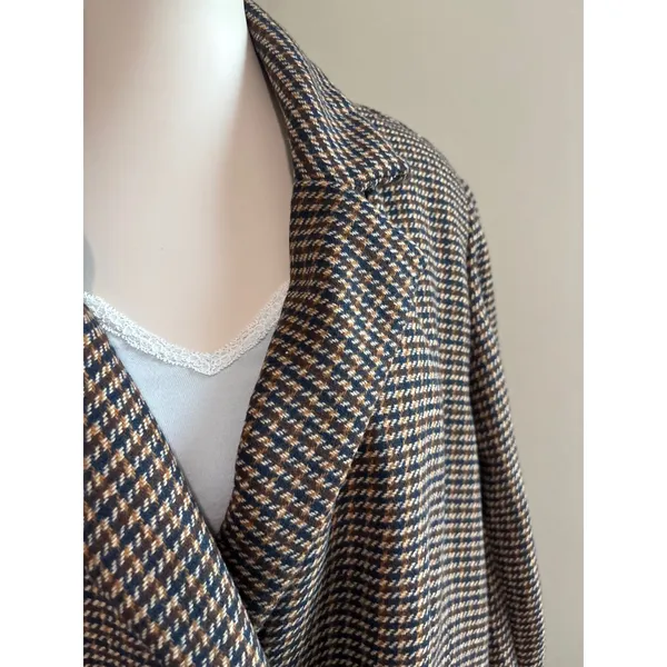 Old Navy Plaid dark academia Blazer Jacket xxl Brown Houndstooth Double Breasted Oversize - Image 2