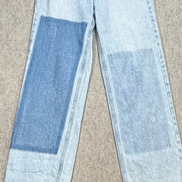 PacSun 90s Boyfriend Patchwork High Rise Jeans Light Wash Raw Hem Size 24 Y2K‎ - Image 5