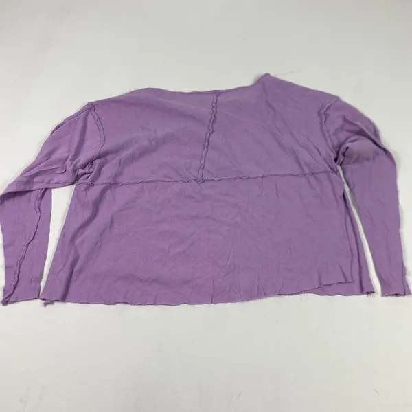Urban Outfitters‎ Shirt Womens XS Purple Henley Long Sleeve Raw Hem Cropped - Image 5