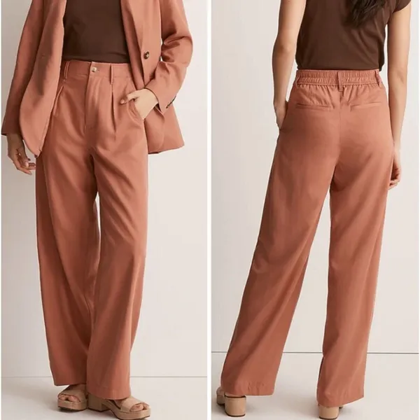 New Madewell Sz 2 The Neale Straight-Leg Pants in Drapeweave Dried Rose trouser - Image 2