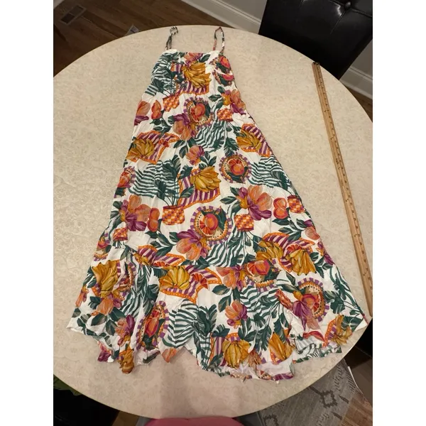 Paper Heart Dress Multicolor Fruit Floral Maxi Summer Ruffle Sundress Size Small - Image 3