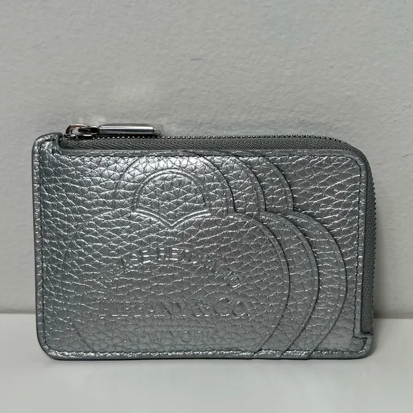 Tiffany & Co. Return to Tiffany Silver Pebbled Zippy Zip Wallet Card Case - Image 6