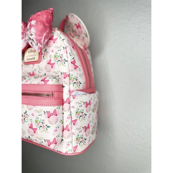 Loungefly Disney Mini Backpack Bag Womens Minnie Mouse All Over Print Bow Ears - Image 3