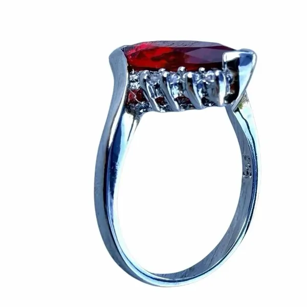Red Marquise Statement Ring Red - Image 7