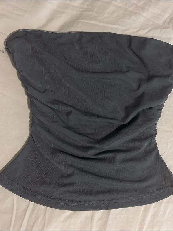 Tiger Mist Gray Sheer Strapless Top - Image 8