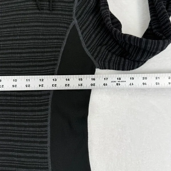 prAna Women Black Gray Striped Wool‎ Blend Funnel Neck Sweater Dress Small - Image 3