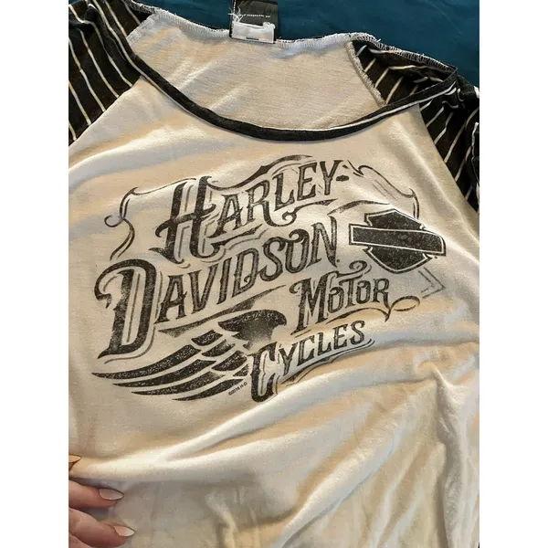 Women's Harley-Davidson Incremental Delusions Striped Shirt Top S Lawless HD FL - Image 5