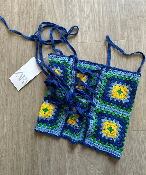 ZARA crochet top blouse crop top bandeau open work summer vacation open back - Image 10