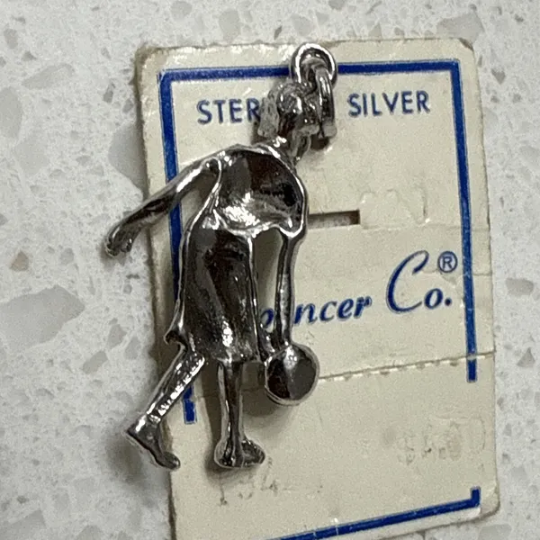 Vintage Estate Spencer‎ Co. 925 Sterling Silver Woman Playing Basketball Charm - Image 5
