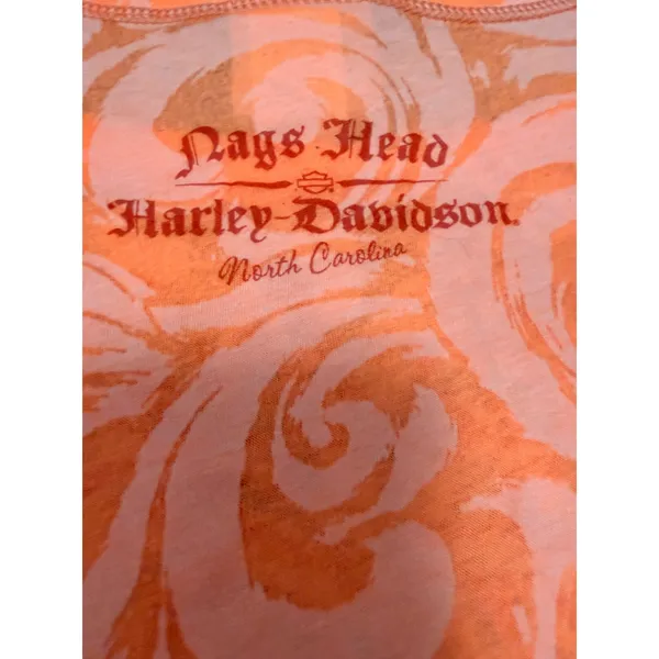 Harley-Davidson Nags Head NC Orange Swirl Graphic Tee Womens XL Made in USA - Image 8