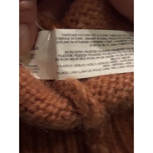 Primark Womens‎ Rust Brown V-Neck Oversized Knit Sweater Wool Blend Pullover L - Image 5