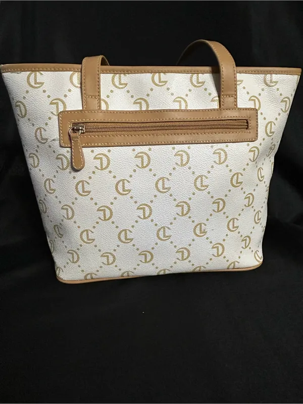 CL Women’s White & Tan Logo-Print Tote Bag Purse - Image 2
