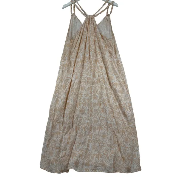Ibiza Womens Peach Cream Floral Sunburst Braided Strap Maxi Dress Large RN103658 - Image 8