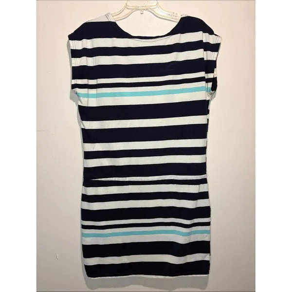 Exist Nautical Striped Drop Waist Anchor Detail Mini Dress Pockets Cap Sleeves L - Image 2