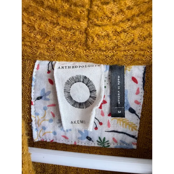 Anthropologie Akemi Mustard Yellow‎ Waffle Knit Surplice Wrap Top Womens Medium - Image 4