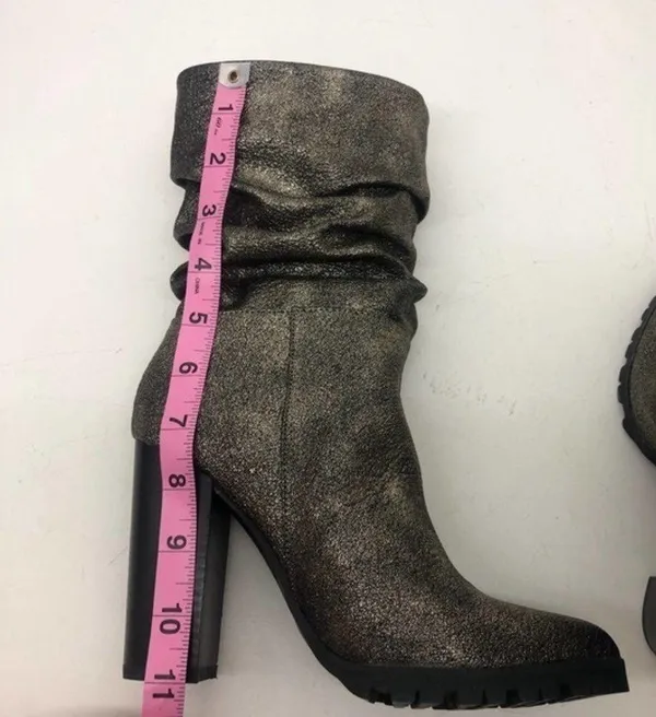NWT Katy Perry Raina Fabric Pointed Toe Mid-Calf Fashion gunmetal Metallic boot - Image 9