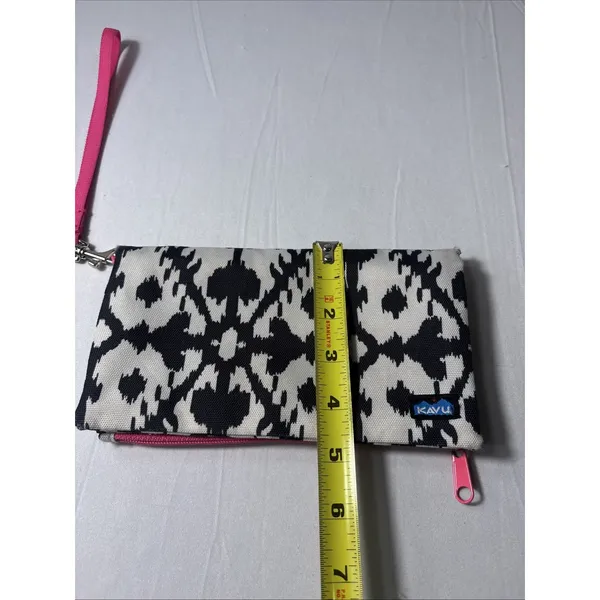 Kavu Big Spender Fold Canvas Wallet Wristlet Pocket Clutch Ink Blot Pink - Image 6