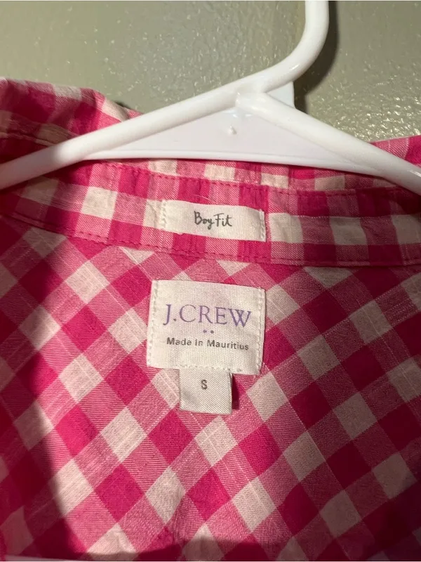 J. Crew Factory Women's Size Small Plaid Gauze Shirt in Boy Fit Buff Berry Pink - Image 10