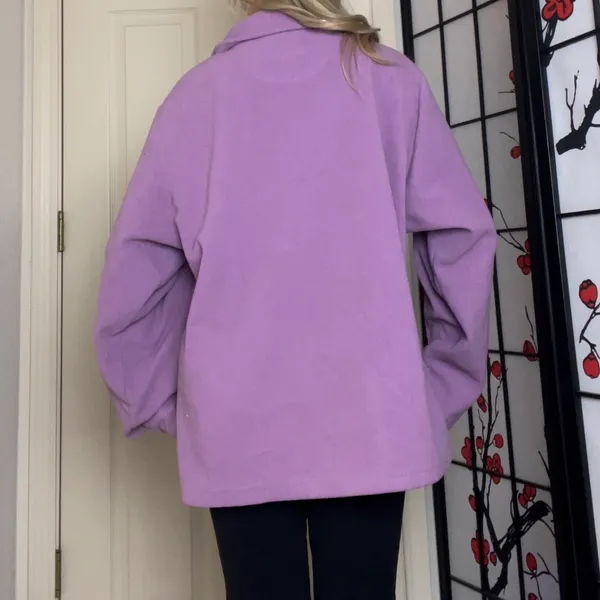 Lilac Purple Fleece Embroidered SeaWorld San Diego Zip-Up Jacket - Image 5
