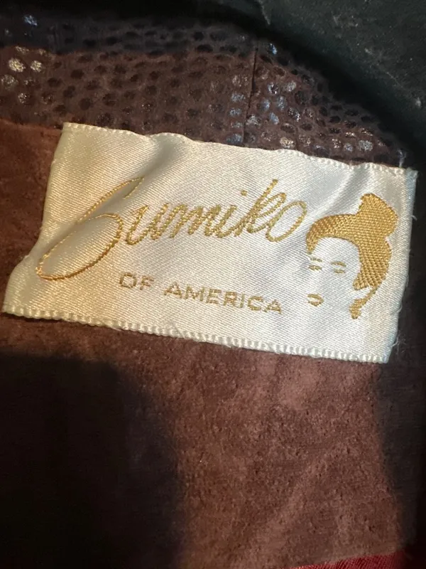 Vintage Sumiko of America Suede Leather Jacket Brown Reptile Embossed Trim - Image 3