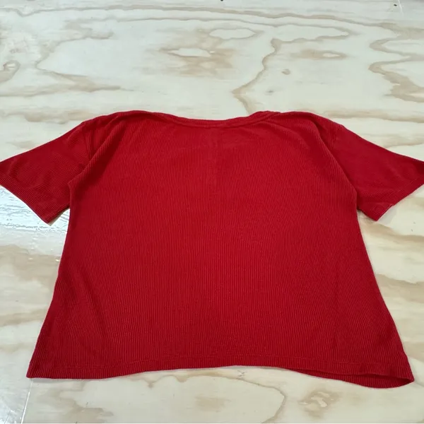 Eberjey Red Cozy Waffle Henley Short Sleeve Long Pants‎ Pajama PJ Set Red XS - Image 7