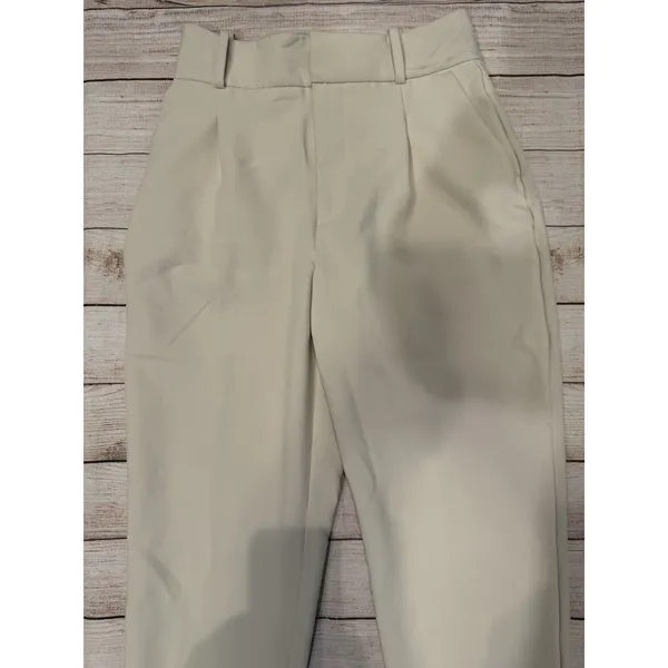 Zara Womens Sz S High Waisted Tapered Trousers Tan Brown Seam Detail Dress Pants - Image 2