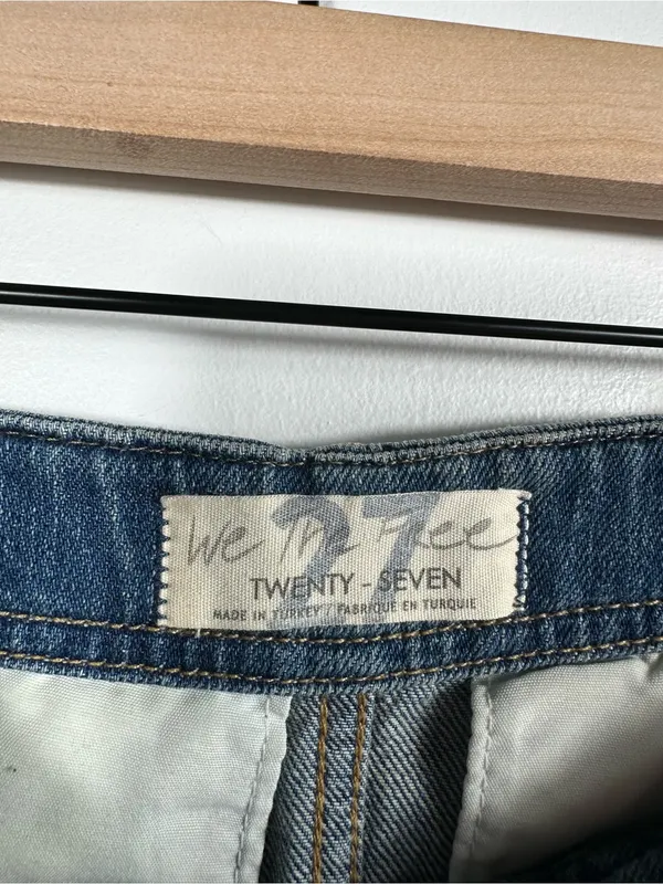 Free people Icon Wash‎ Cargo Denim Mini Skirt Zip Pocket Utility Size 27 - Image 9