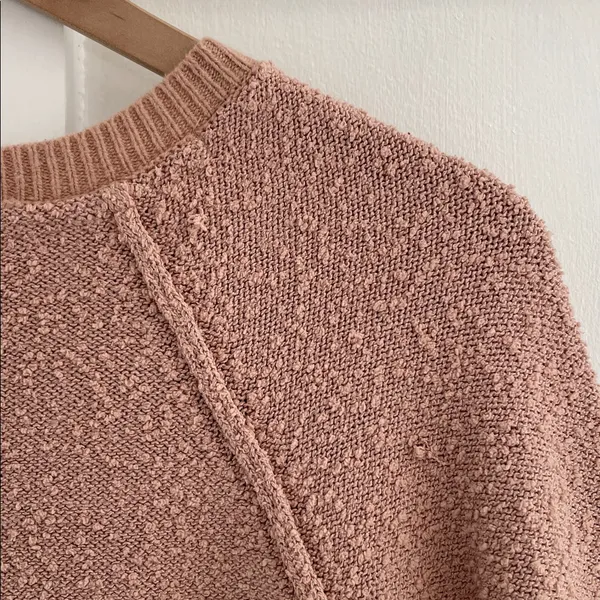 KNOX ROSE Boucle Knit Soft Textured Raglan Sweatshirt Sweater Mauve Pink Size M - Image 8