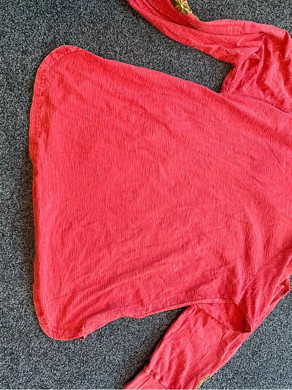 Avani del Amour xl boho hooded cotton embroidered top pink red - Image 5