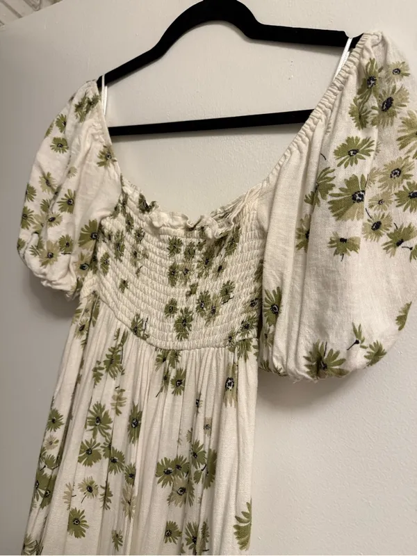 Abercrombie & Fitch Flowy Linen-Blend Midi Dress - Image 2