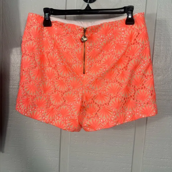 Lilly Pulitzer Marii Seashell Eyelet Mini Skirt Skort Neon Orange Size 4 EUC - Image 6
