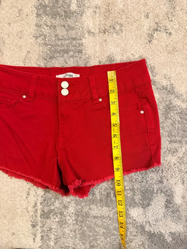 Refuge Red Denim Cutoff Shorts - Image 4