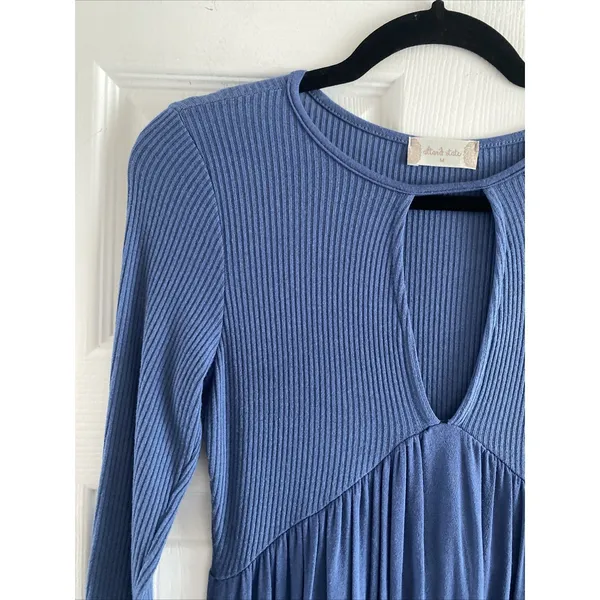 Altar'd‎ State Ribbed Keyhole Fit Flare Mini Dress Womens Size M Blue Boho Knit - Image 4