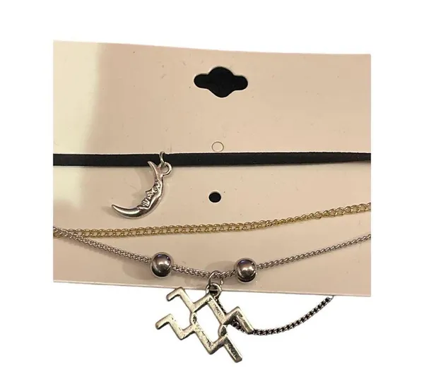 Paparazzi Aquarius Zodiac Celestial Charm Necklace Set Astrology Jewelry Boho Layered R-49 - Image 3