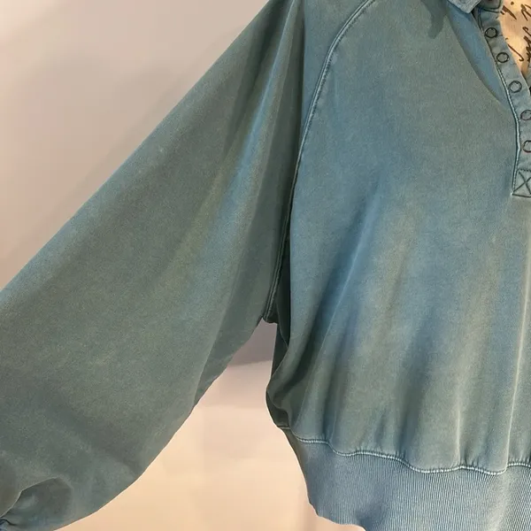 Peach Love California CA oversized weathered sweatshirt raglan balloon sleeves L - Image 2
